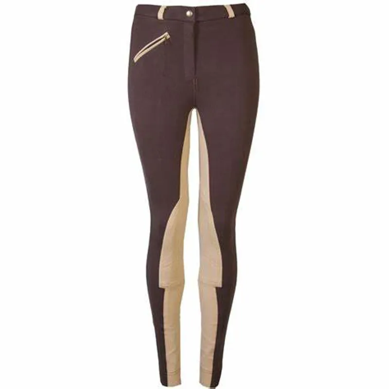 Shires Wessex Two Tone Jodhpurs - Chocolate/Beige and Navy/Red